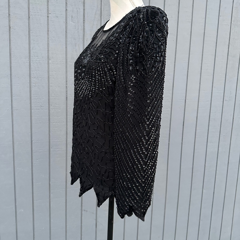 Denise Elle Black Beads and Sequins Blouse - Picture 7 of 12